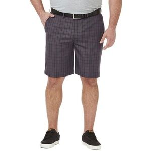 NWT 𝅺Haggar Cool 18 Pro Big & Tall Men’s Shorts Grey Black Plaid Size 50W